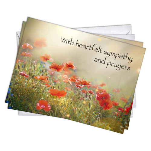 Wright Home & Gift Sympathy Condolence Cards | 2 Pack with Envelopes, Poppies Funeral Greeting Card (5x7)