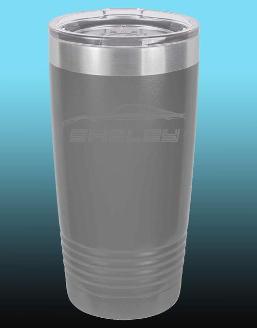 2016-20 Shelby GT350 Mustang 20oz Stainless Steel Tumbler w/Clear Lid grey