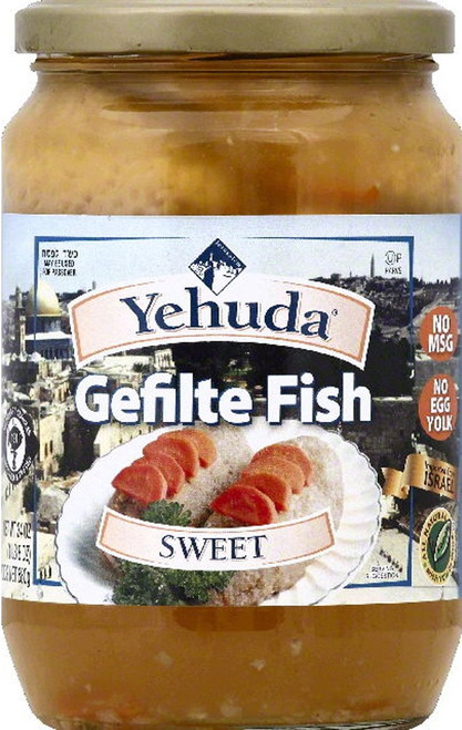 Yehuda Fish Gefilte - Kosher for Passover - Sweet, 24 OZ Jar