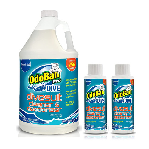 OdoBan Dive No-Rinse Wetsuit Cleaner Concentrate, Set of 3, 1 Gallon and 2-Pack Bottles, 4 Ounces Each OdoBan Dive No-Rinse Wetsuit Cleaner Concentrate, Set of 3, 1 Gallon and 2-Pack Bottles, 4 Ounces Each