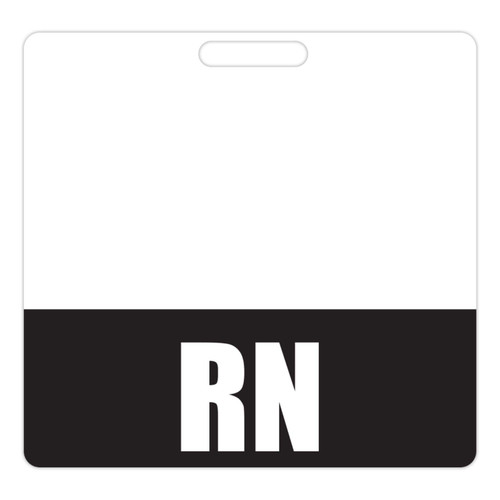 RN Badge Buddy (Black) - Horizontal Heavy Duty Badge Tags for Resident Nurses - Double Sided Badge Identification Card