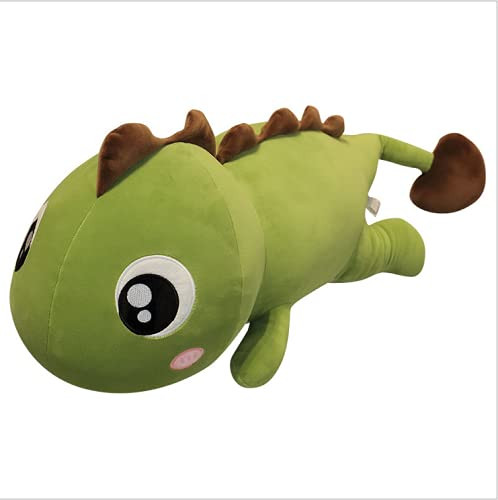 W-ShiG Giant Dinosaur Plush Pillow Toy, Cute Dinosaur Stuffed Animals Doll, Soft Dinosaur Pillow Plush Toy Long Body Pillow Great Gift Green Body Brown Back 31.5 inch SYGLGNHJ0317IA37ZI3RW