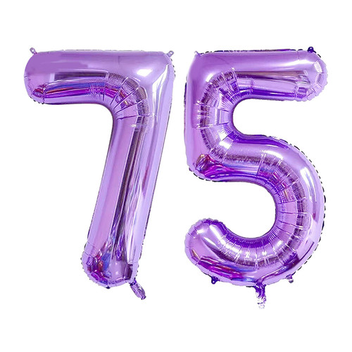 ESHILP 40 Inch Number Balloon Foil Balloon Number 75 Jumbo Giant Balloon Number 75 Balloon for 75th Birthday Party Decoration Wedding Anniversary Graduation Celebration, Purple 75 Number Balloon