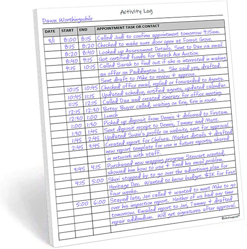 Activity Log Notepad, 50 Page Planner Pad to List a Task, Action or Contact. A Versatile Work Tool to Track Time & Organize Office Productivity. 8.5 X 11, A4 Sheets.