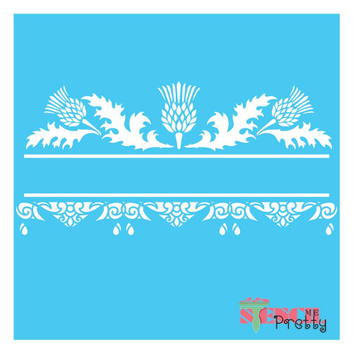 Ornate Victorian Border Stencil Best Vinyl Large Stencils for Painting on Wood, Canvas, Wall, etc.-L (20" x 9.5")| Brilliant Blue Color Material
