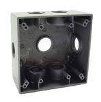 Hubbell-Raco 5346-0 Weatherproof Outlet Box, 2-Gang, Depth: 2", Die Cast