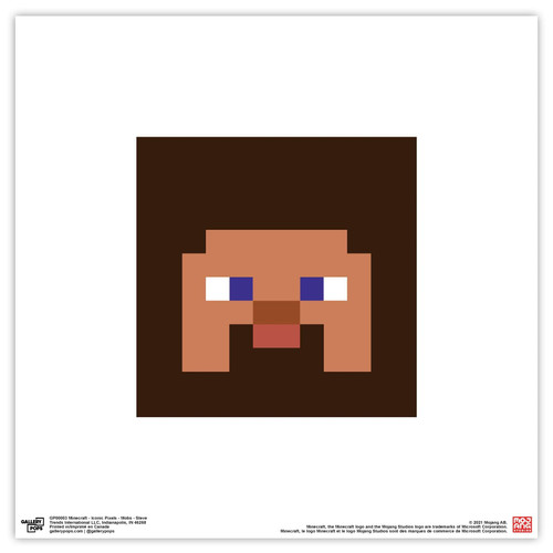 Trends International Gallery Pops Minecraft: Iconic Pixels - Mobs - Steve Wall Art, Unframed Version, 12'' x 12''