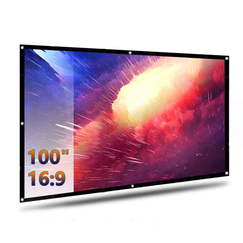 Lisowod 100 inch Projection Screen 16:9 Foldable Anti-Crease Portable Projector Movies Screens for Home Theater Outdoor Indoor Support Double Sided Projection