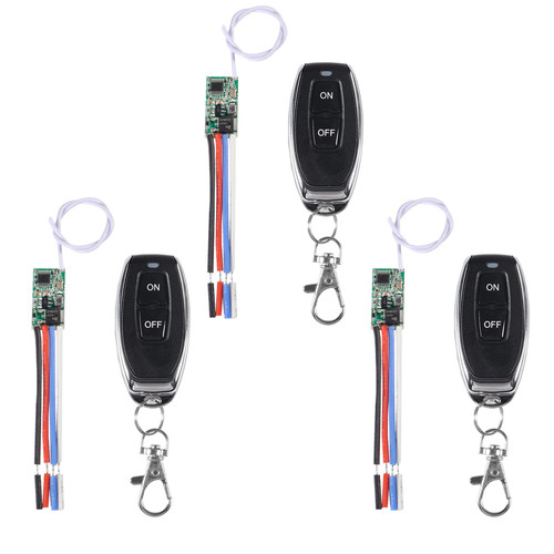 3PCS 433Mhz Universal Wireless RF Remote Control Switch,Wireless Secure Transmitter and Receiver kit, DC 6V 12V 24V 1CH Channel Relay Momentary Toggle Latched Delay Mode Light Smart Remote