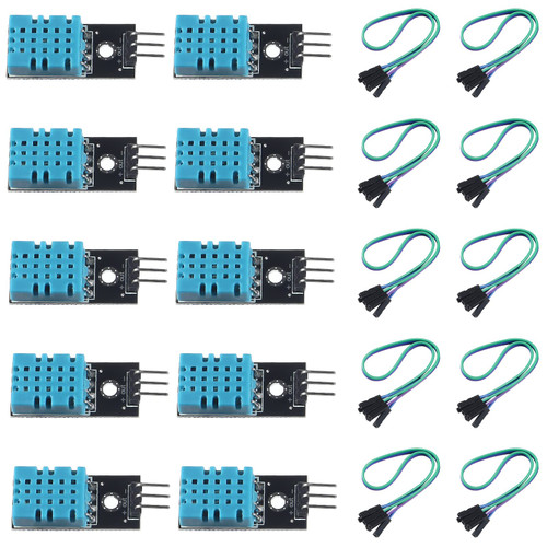 Alinan 10pcs DHT11 Module Digital Temperature and Humidity Sensor Electronic Building Blocks 3.3V-5V with Wires