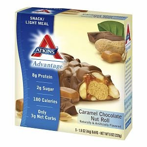 Atkins Advantage Snack Bars, 5 pk, Caramel Chocolate Nut Roll 1.6 oz Pack of 3