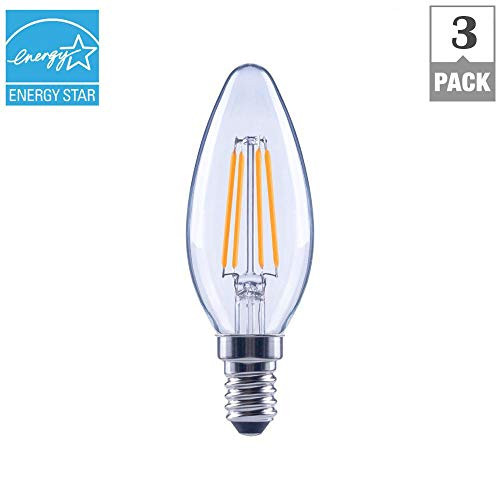 EcoSmart 60-Watt Equivalent B11 Dimmable Clear Filament Vintage Style LED Light Bulb Soft White (3-Pack)