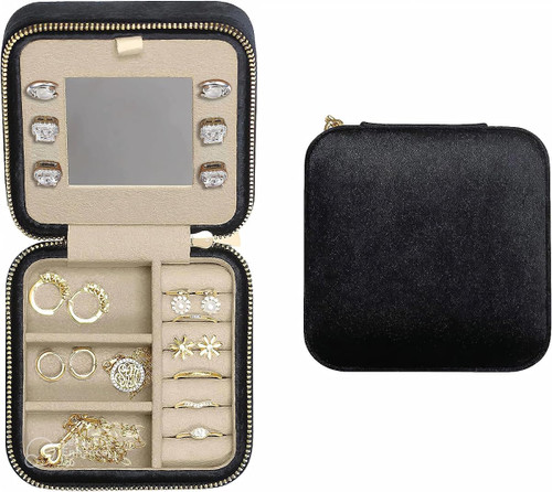 Jewelry Boxes For Women Travel Jewelry Case, Jewelry Travel Organizer | Small Jewelry Box for Women, Jewelry Travel Case | Earring Organizer with Mirror Small Portable (Black) Jewelry Boxes For Women Travel Jewelry Case, Jewelry Travel Organizer | Small Jewelry Box for Women, Jewelry Travel Case | Earring Organizer with Mirror Small Portable (Black)