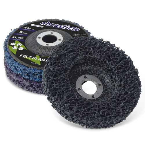 abrasticle 3 Pcs 4 Inch Poly Strip Wheel Disc Rust Remover Wheel, 5/8" Angel Grinders Clean Tool, Strip Discs for Angle Grinder Remove Rust Paint Clean Welds Paint Grinding Wheel Black/Blue/Purple