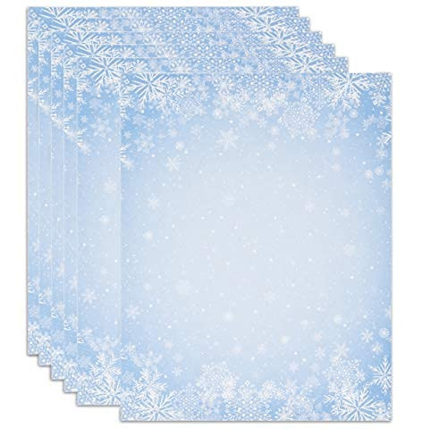 Christmas Snowflake Stationery Paper Letterhead Sheets 100 Pack Holiday Winter Snowflakes Design 8.5" x 11" Card Stock For Writing Letters Wedding Invitation Crafts Computer Printing & Office Supplies