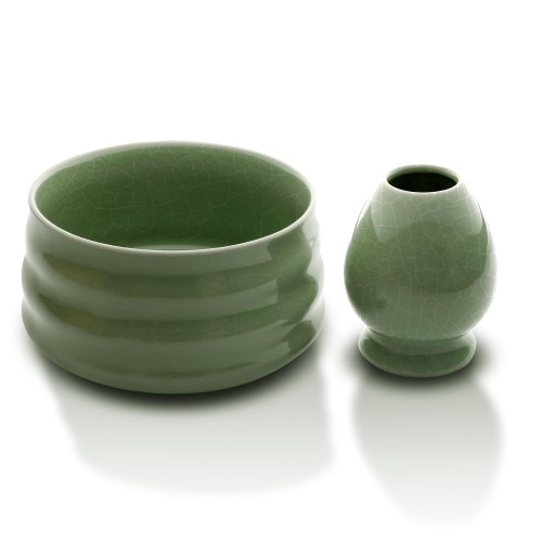 PUNNIO Ceremonial Matcha Bowl, Glazed Ceramic Matcha Tea Bowl with Whisk Holder for Japanese Matcha/Matcha Powder/Matcha Tea (Cyan)