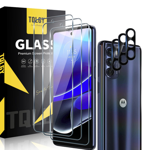 TQLGY 3 Pack Screen Protector for Moto G Stylus 5G 2022 (Not for G Stylus 4G 2022) with 3 Pack Camera Lens Protector, Tempered Glass Film, 9H - HD - Bubble Free - Anti-Scratch - Easy Installation