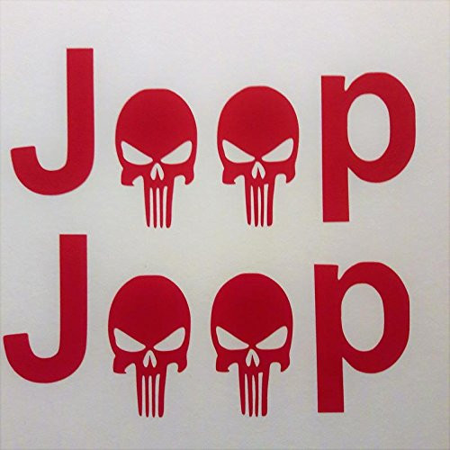 Jeep Punisher Skull (2 PACK) Vinyl Decal Sticker|RED|Cars Trucks Jeeps Vans SUV Laptops Wall Art|5.5" X 2.5"|CGS757 Jeep Punisher Skull (2 PACK) Vinyl Decal Sticker|RED|Cars Trucks Jeeps Vans SUV Laptops Wall Art|5.5" X 2.5"|CGS757