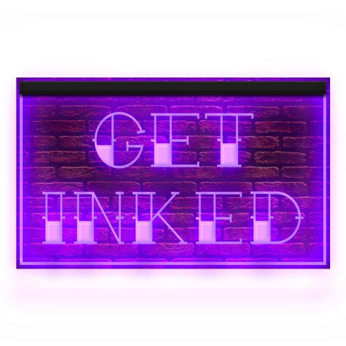 100020 Get Inked Tattoo Piercing Shop Display LED Light Neon Sign (12" X 8", Purple)