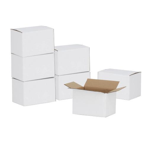 GHEIR 6x4x4 inches Shipping Boxes 50 Pack, Kraft Corrugated Small Cardboard Boxes for Mailing Packing, White