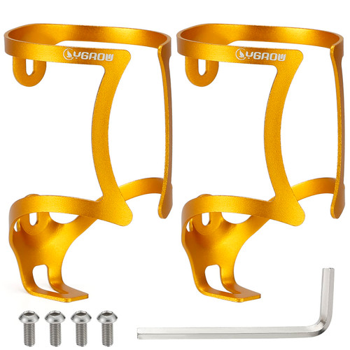 YGROW MTB Water Bottle Cage, Alloy Aluminum Lightweight Bicycle Water Bottle Holder, Cycling Bottle Holder Cages for MTB, Road Bike, Mountain Bikes, Cages Brackets(2pack-Golden) YGROW MTB Water Bottle Cage, Alloy Aluminum Lightweight Bicycle Water Bottle Holder, Cycling Bottle Holder Cages for MTB, Road Bike, Mountain Bikes, Cages Brackets(2pack-Golden)