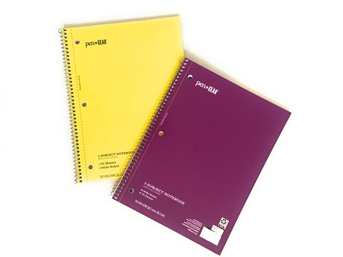 Pen + Gear 1 Subject Notebook, Wide Ruled, 70 Sheets (Yellow & Purple)
