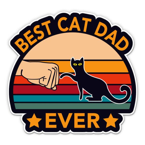 Best Cat Dad Ever Stickers - 2 Pack of 3" Stickers - Waterproof Vinyl for Car, Phone, Water Bottle, Laptop - Funny Cat Dad Decals (2-Pack)
