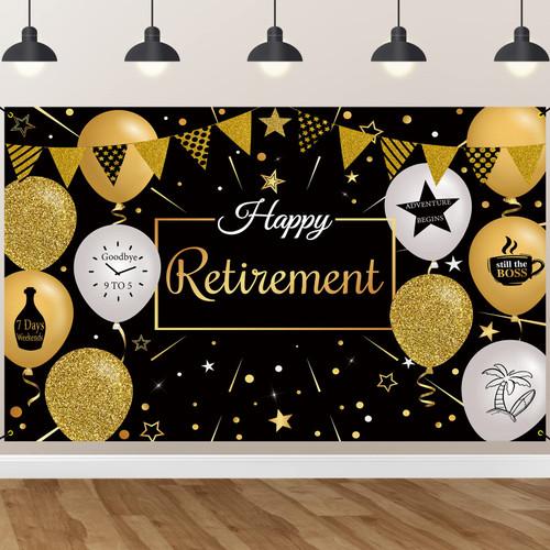 Retirement Decorations, Extra Large Happy Retirement Decorations, Retirement Sign Happy Retirement Banner for Retirement Party, 71 x 43.3 Inch