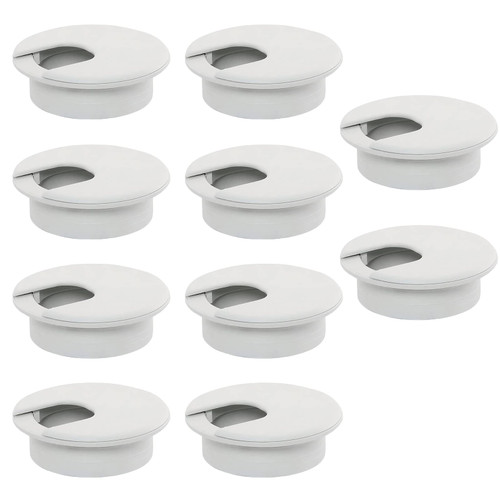 GIAPINST 10Pcs Desk Grommet 1-3/8 Inch (35 mm) Plastic Wire Organizers Black Hole Grommet for Office Desk Cable Cord Cover (White-10p)