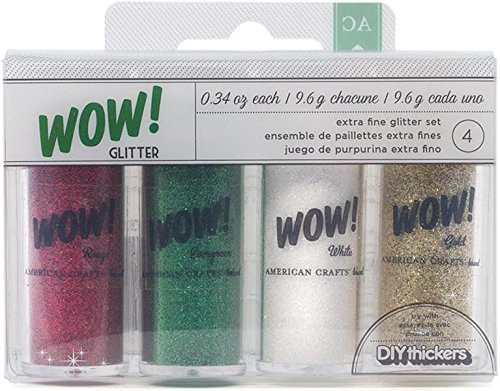 American Crafts 27386 4-Pack Wow Extra Fine Glitter, Christmas 1