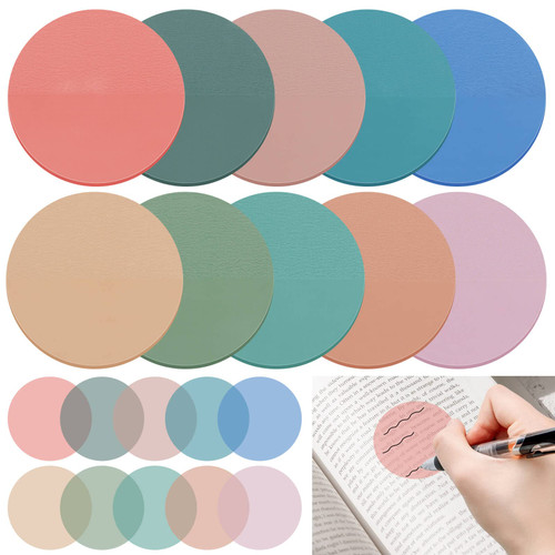 Transparent Sticky Notes Round Sticky Tabs Small Translucent Sticky Notes for Annotation Book Page Markers Stickers 10 Colors Clear Sticky Tabs for Studying Reading Home Office School Supplies