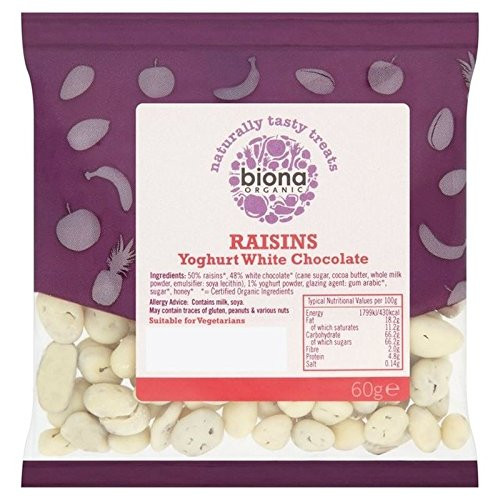 Biona Organic Raisins Yoghurt White Chocolate 60g - Pack of 2