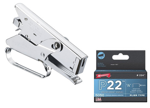 Arrow Fastener Heavy Duty Plier Type Stapler & 224 Genuine 1/4-Inch Staples, 5,050-Pack - Bundle 2 Items