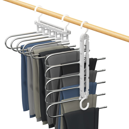 Roylvan Pants Hangers Space Saving, 2 Pack for Closet Clothes Hanger Organizer Jean Hangers Pants Rack for Trousers Skirts Scarf, Non Slip Hangers Space Saving for Closet, Dorm Room, Travel