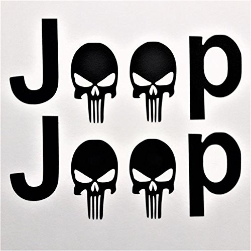Jeep Punisher Skull (2 PACK) Vinyl Decal Sticker|BLACK|Cars Trucks Jeeps Vans SUV Laptops Wall Art|5.5" X 2.5"|CGS756 Jeep Punisher Skull (2 PACK) Vinyl Decal Sticker|BLACK|Cars Trucks Jeeps Vans SUV Laptops Wall Art|5.5" X 2.5"|CGS756