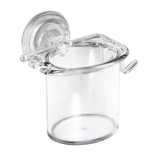 InterDesign Power Lock Suction, Toothbrush and Toothpaste Holder for Bathroom Mirror, Shower - Clear InterDesign Power Lock Suction, Toothbrush and Toothpaste Holder for Bathroom Mirror, Shower - Clear