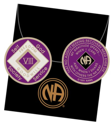 8 Year Violet Purple and White NA Medallion Official Narcotics Anonymous Chip IV
