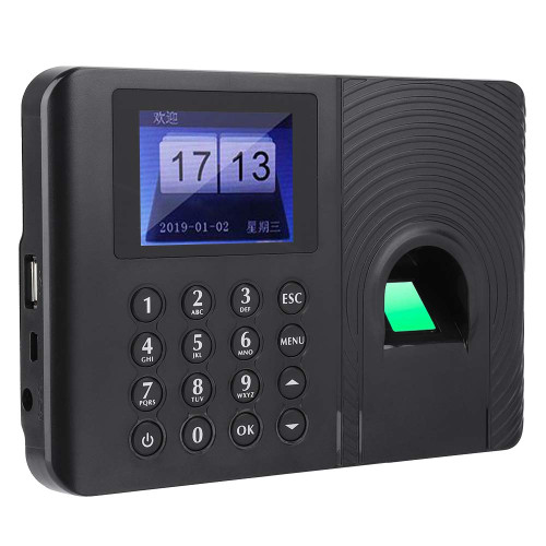 Biometric Fingerprint Password Time Attendance Machine Employee Checking-in Recorder Recognition Device Access Control 2.4in High-Definition Color LCD Screen Attendance Controller(US Plug)