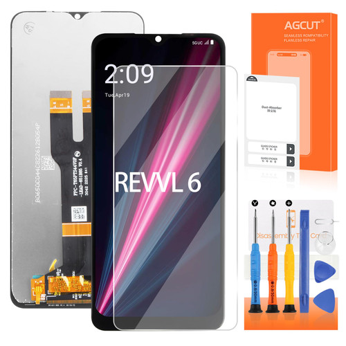 AGCUT for T-Mobile Revvl 6 5G Screen Replacement for T-Mobile Revvl 6 LCD Display TMAF025G Touch Screen Digitizer Glass Assembly with Tools