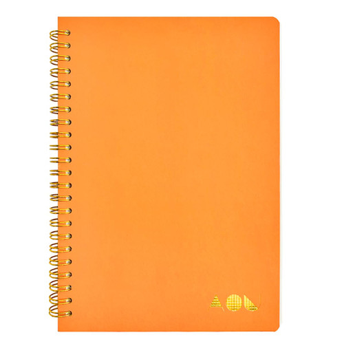 AOU A5 Graph Notebook, Spiral Grid Journal with 100GSM Thick Paper, Graph Paper Notepad with Hardcover, Spiral Bound, Inner Pockets, 8.3"x5.7", 160 Pages, For Students, Men&Women In School&Office (Orange)