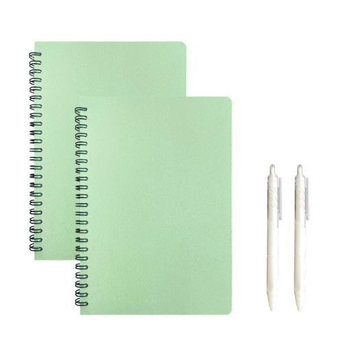 YADUO Dotted Spiral Notebook, A5 Dot Grid Journal with Hardcover, 2-Pack, Dotted Bullet Notepad with 200 pages for Writing&Drawing in School&Office, for Women/Men, 8.3"x5.7" , Gift Pens Included (Green)