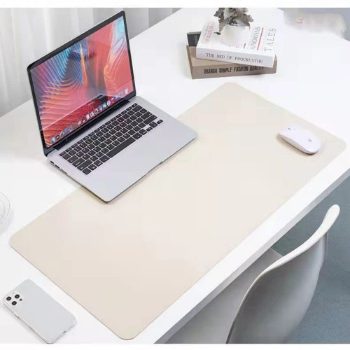 Multifunctional Desk Pad Leather Desk Pad Cover, Mouse Pad, Non-Slip PU Leather Desk Blotter, Laptop Desk Pad, Office and Home Waterproof Desk Writing Pad (27.5" x 13.7") (White)