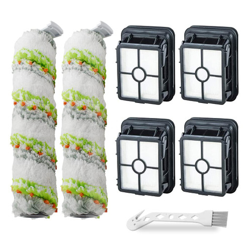 2 Pet Brush Rolls and 4 Replacement Filters Compatible with Bissell CrossWave Cordless Max 2554A 2590 2593 and 2596 Vacuum Cleaner - Compare to Part # 1866 2788 1618638 1608684
