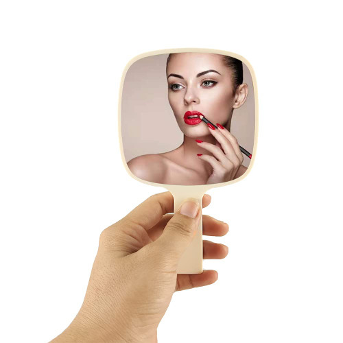 Hand Held Mirror Handle Mirror for Beauty Salon Hand Mirror Design for Makeup Hairstyling Portable Mirror Tool with Handle (White)