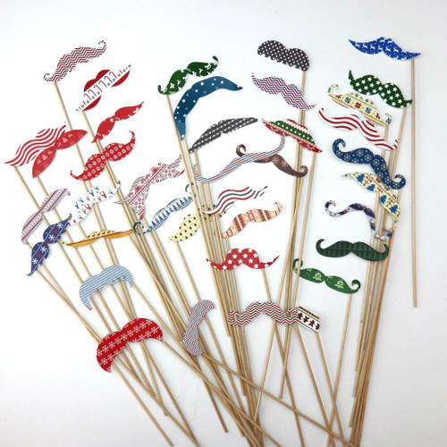 38 Pc Photo Booth Party Props Mustache on a Stick 38 Different Styles Xmas Style