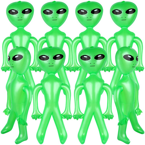 OBANGONG 8 Pcs Inflatable Alien 33.5 Inch Jumbo Alien Inflate Toy Green Alien Balloon for Alien Theme Party,Birthday,Halloween Party Decorations