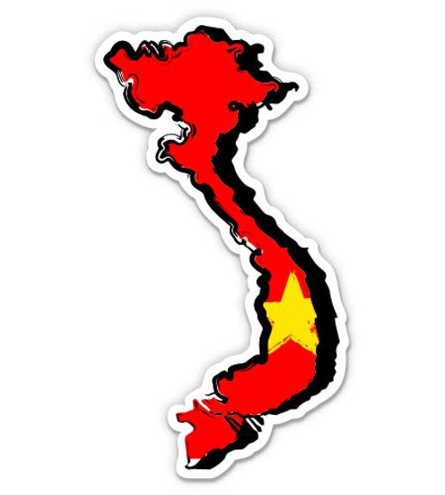 Vietnam Country Shape Flag - 3" Vinyl Sticker - for Car Laptop Water Bottle Phone - Waterproof Decal
