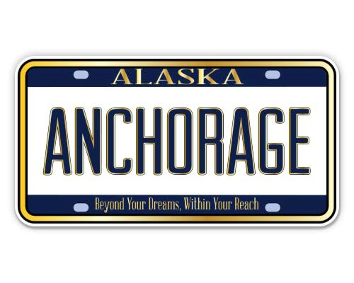 Anchorage Alaska License Plate Style - 3" Vinyl Sticker - for Car Laptop Water Bottle Phone - Waterproof Decal Anchorage Alaska License Plate Style - 3" Vinyl Sticker - for Car Laptop Water Bottle Phone - Waterproof Decal