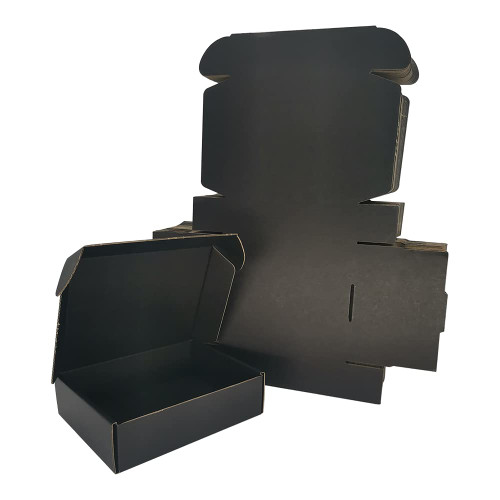 Rnisda 50 Pack 7x6x2'' Small Shipping Boxes, Black Corrugated Cardboard Mailers for Mailing Packaging Business (BK762-50)