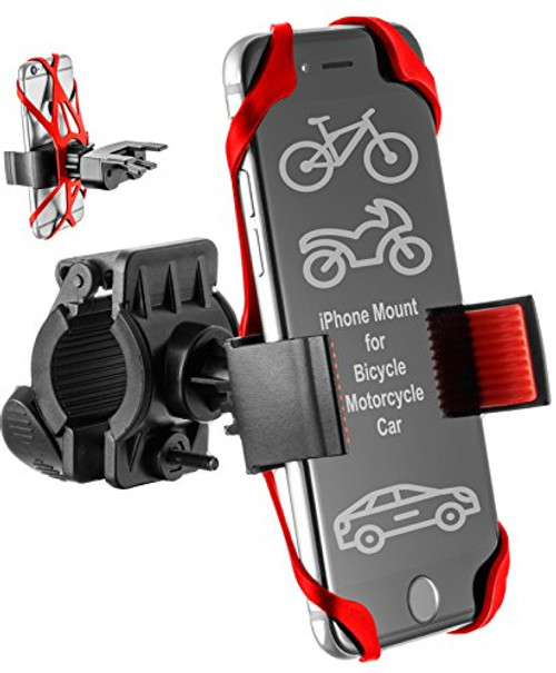 Motorcycle Phone Mount - Universal Bike Phone Mount - Premium Phone Holder for Bike - Adjustable Bike Phone Holder - Fits iPhone X, 8 | 8 Plus, 7 | 7 Plus, iPhone 6s | 6s Plus, Galaxy S7, S6, S5